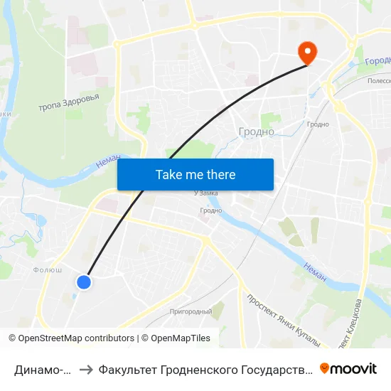 Динамо-Программ to Факультет Гродненского Государственного Аграрного Университета map