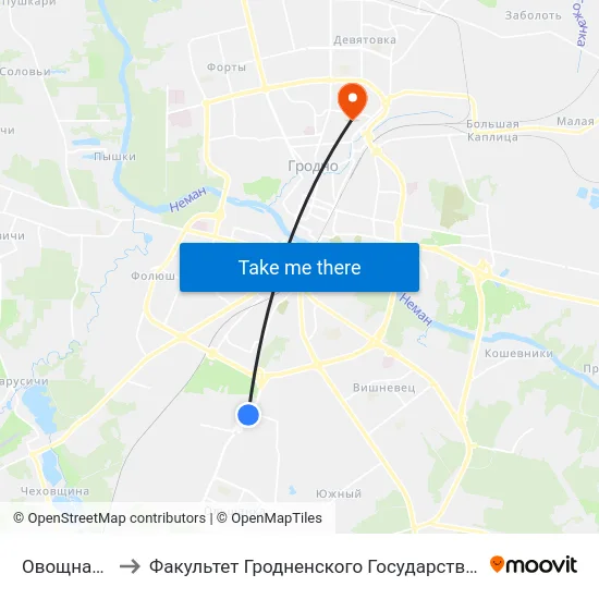 Овощная Фабрика to Факультет Гродненского Государственного Аграрного Университета map