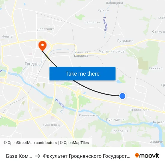 База Комплектации to Факультет Гродненского Государственного Аграрного Университета map