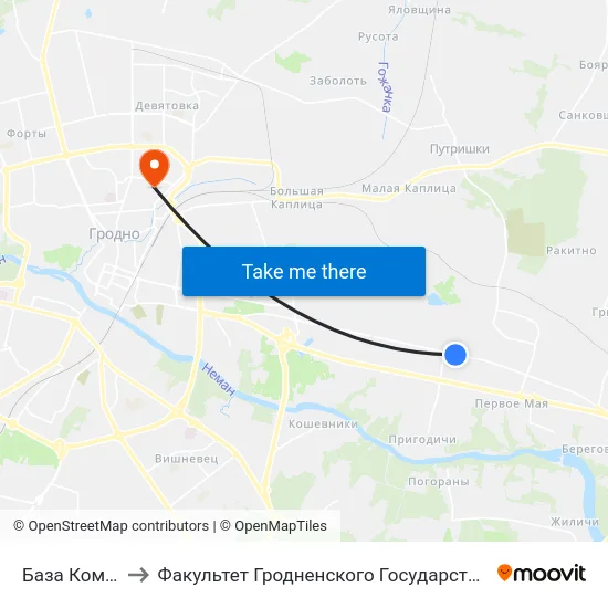 База Комплектации to Факультет Гродненского Государственного Аграрного Университета map