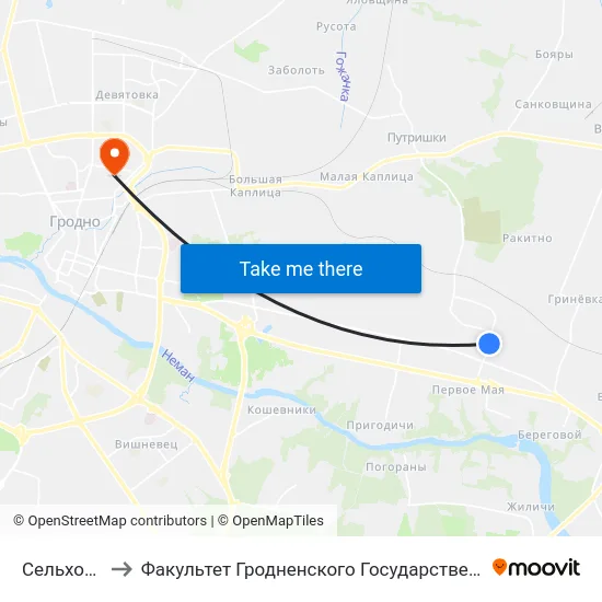 Сельхозтехника to Факультет Гродненского Государственного Аграрного Университета map