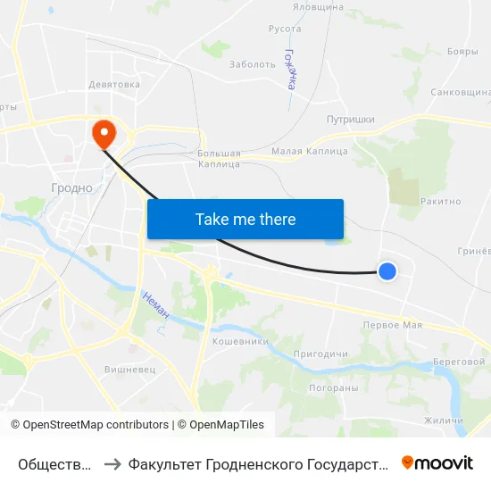 Общество «Биоком» to Факультет Гродненского Государственного Аграрного Университета map