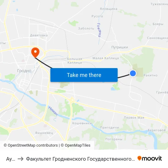 Аульс to Факультет Гродненского Государственного Аграрного Университета map
