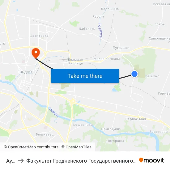 Аульс to Факультет Гродненского Государственного Аграрного Университета map