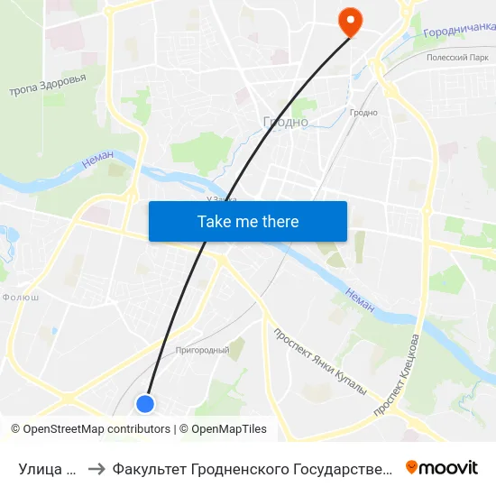 Улица Пучкова to Факультет Гродненского Государственного Аграрного Университета map