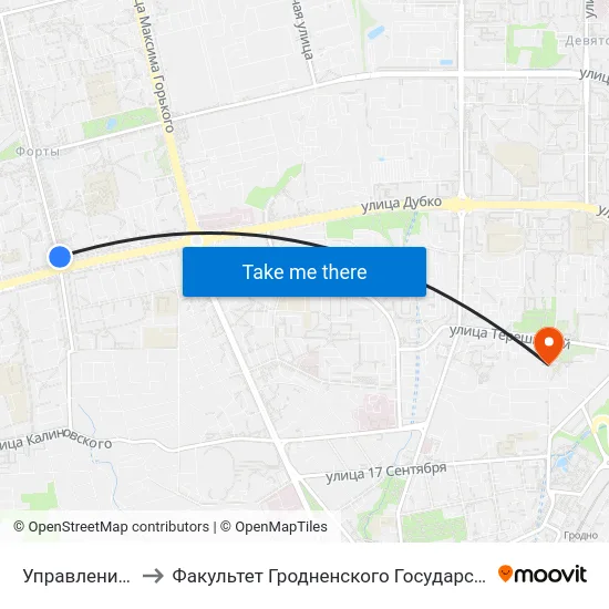 Управление Статистики to Факультет Гродненского Государственного Аграрного Университета map