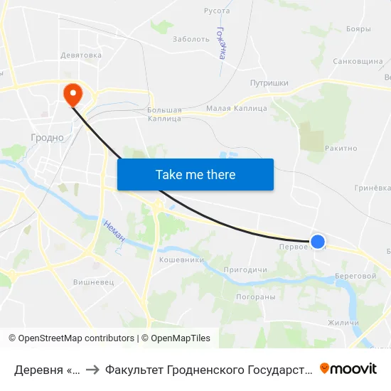 Деревня «Щечиново» to Факультет Гродненского Государственного Аграрного Университета map