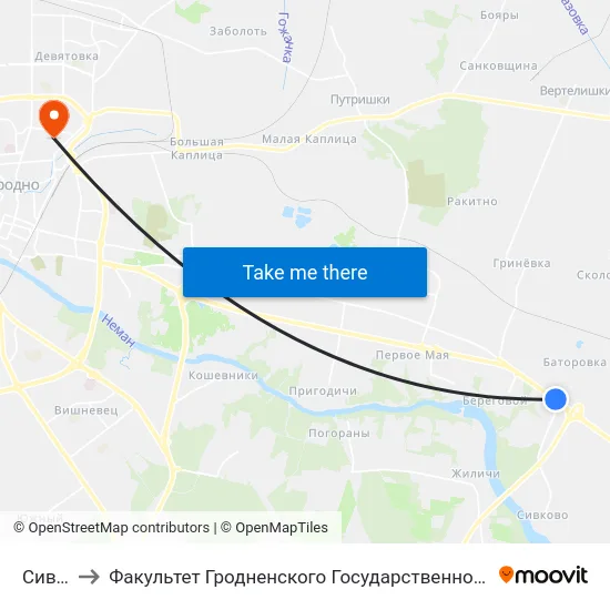 Сивково to Факультет Гродненского Государственного Аграрного Университета map