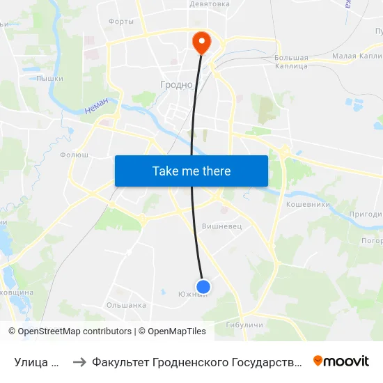 Улица Шарипова to Факультет Гродненского Государственного Аграрного Университета map