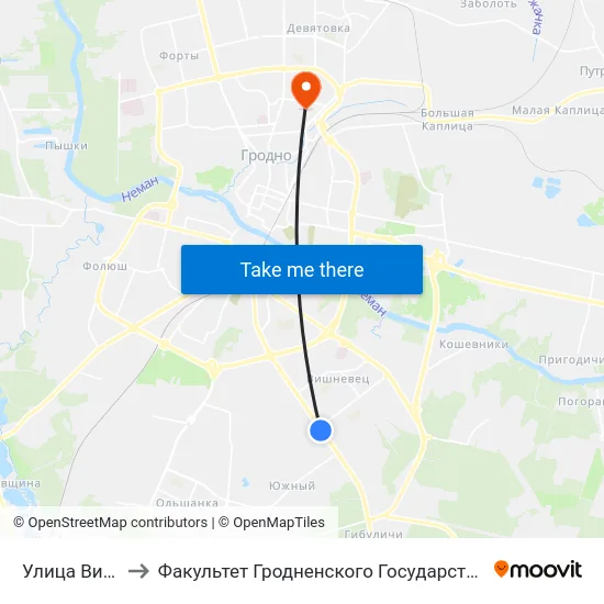 Улица Вишневецкая to Факультет Гродненского Государственного Аграрного Университета map