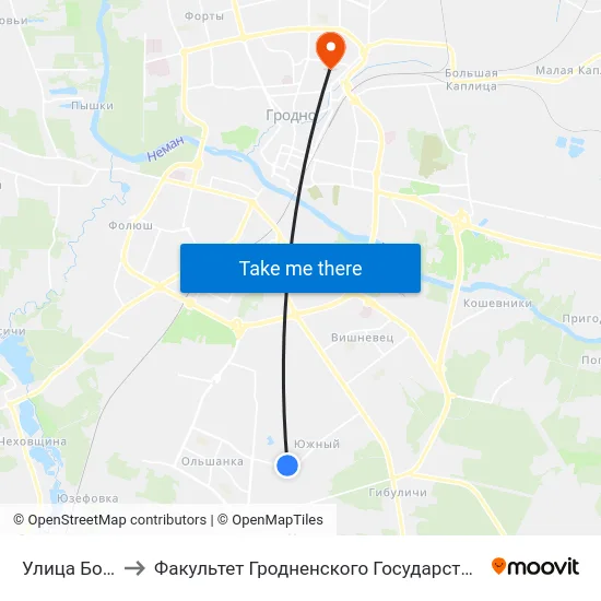 Улица Бобровского to Факультет Гродненского Государственного Аграрного Университета map