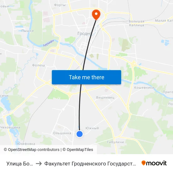 Улица Бобровского to Факультет Гродненского Государственного Аграрного Университета map