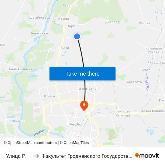 Улица Рожанского to Факультет Гродненского Государственного Аграрного Университета map