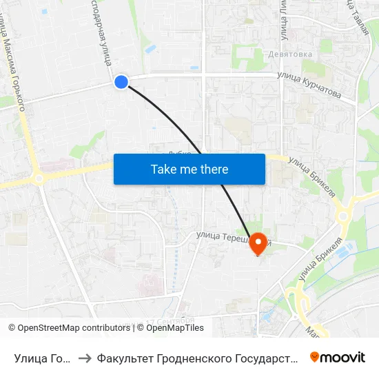 Улица Господарчая to Факультет Гродненского Государственного Аграрного Университета map