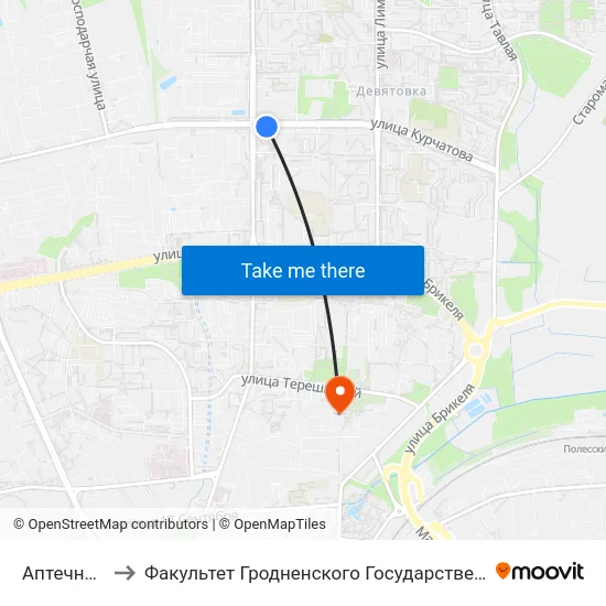 Аптечный Склад to Факультет Гродненского Государственного Аграрного Университета map