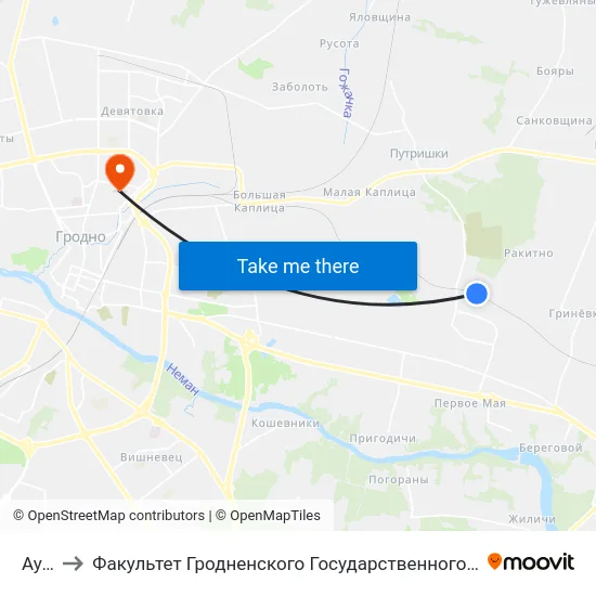 Аульс to Факультет Гродненского Государственного Аграрного Университета map