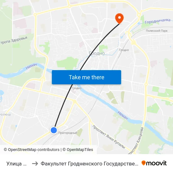 Улица Суворова to Факультет Гродненского Государственного Аграрного Университета map