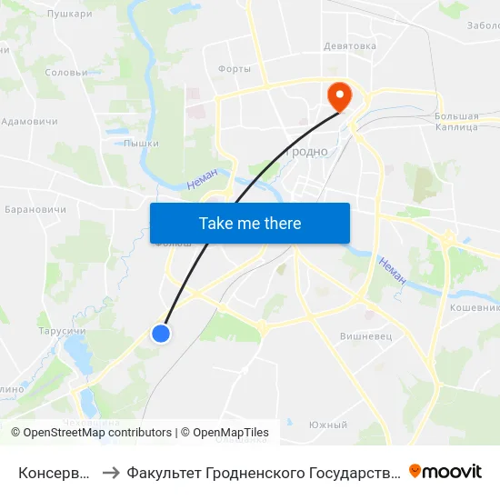 Консервный Завод to Факультет Гродненского Государственного Аграрного Университета map