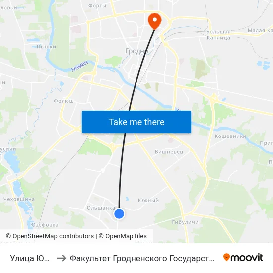 Улица Юрия Олеши to Факультет Гродненского Государственного Аграрного Университета map