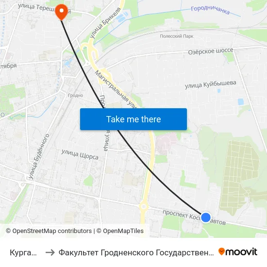 Курган Славы to Факультет Гродненского Государственного Аграрного Университета map