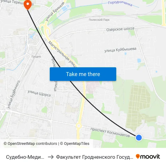 Судебно-Медицинская Экспертиза to Факультет Гродненского Государственного Аграрного Университета map