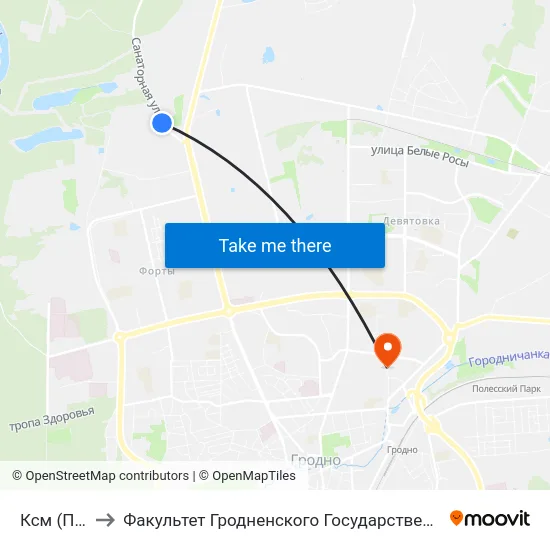 Ксм (Посадка) to Факультет Гродненского Государственного Аграрного Университета map
