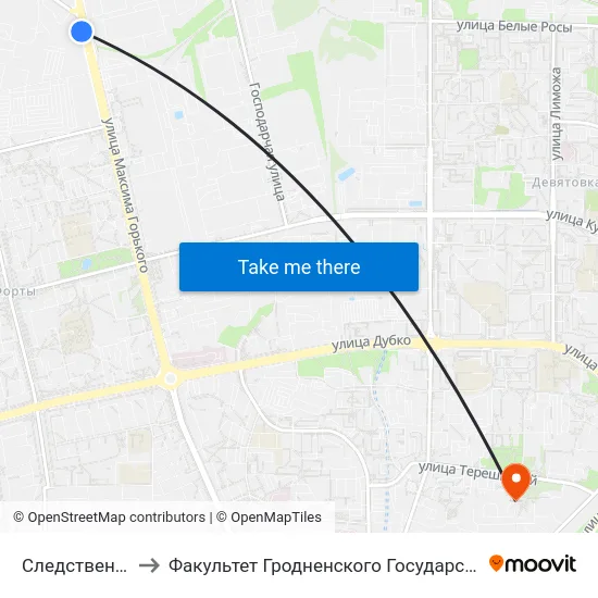 Следственный Комитет to Факультет Гродненского Государственного Аграрного Университета map