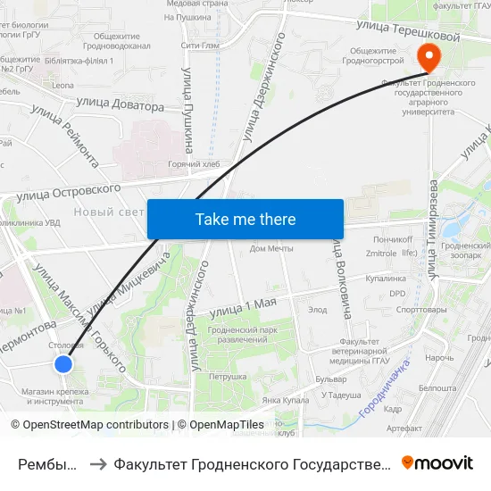 Рембыттехника to Факультет Гродненского Государственного Аграрного Университета map
