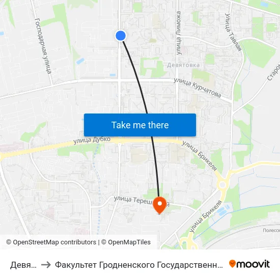 Девятовка to Факультет Гродненского Государственного Аграрного Университета map