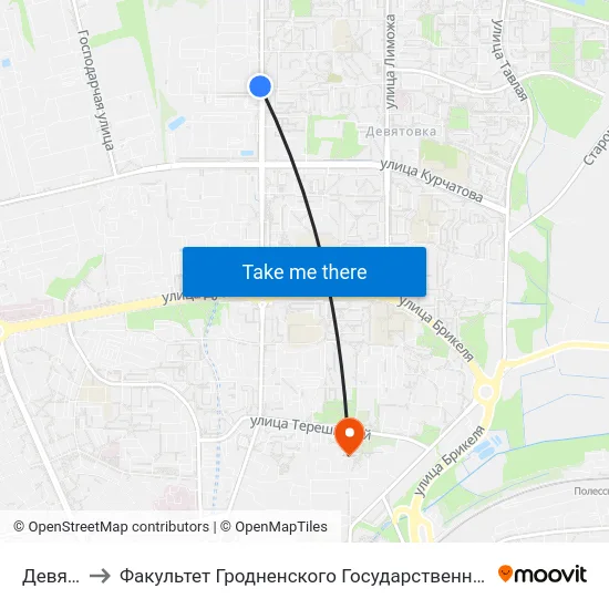 Девятовка to Факультет Гродненского Государственного Аграрного Университета map