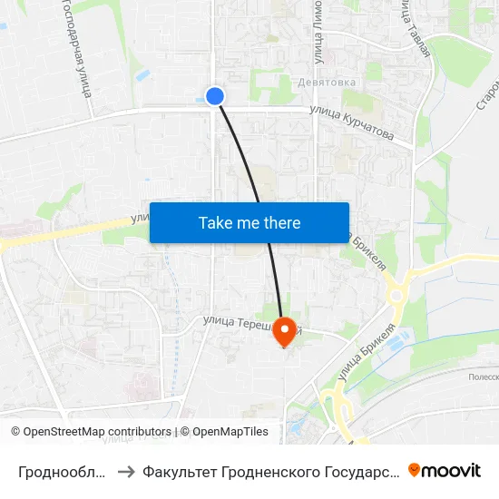 Гроднооблнефтепродукт to Факультет Гродненского Государственного Аграрного Университета map