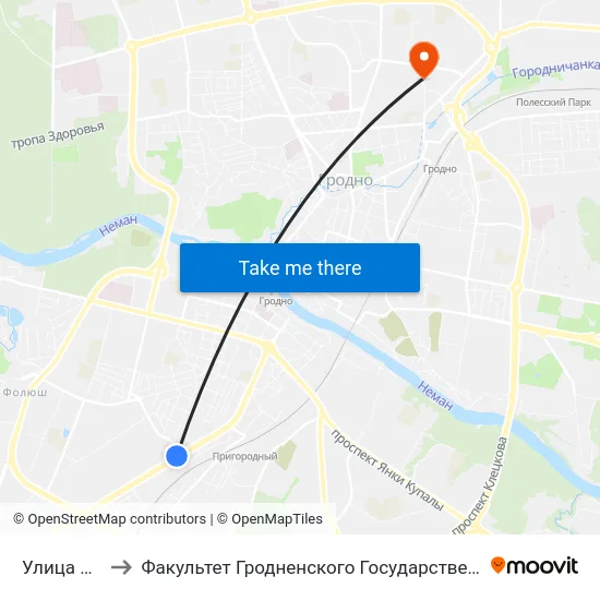 Улица Суворова to Факультет Гродненского Государственного Аграрного Университета map