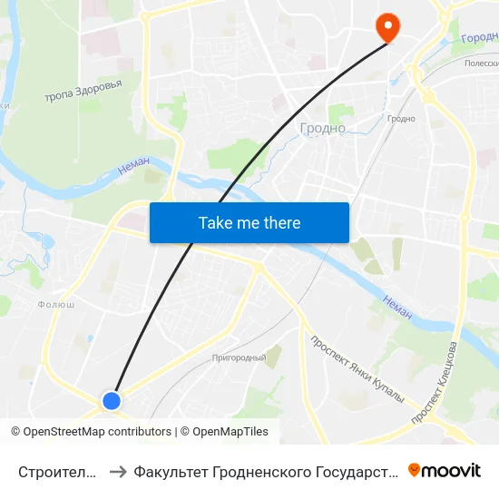 Строительный Лицей to Факультет Гродненского Государственного Аграрного Университета map