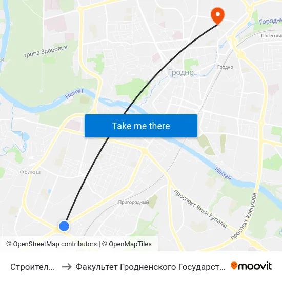 Строительный Лицей to Факультет Гродненского Государственного Аграрного Университета map