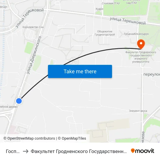 Госпиталь to Факультет Гродненского Государственного Аграрного Университета map