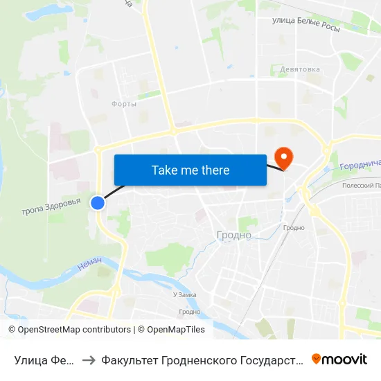 Улица Фестивальная to Факультет Гродненского Государственного Аграрного Университета map