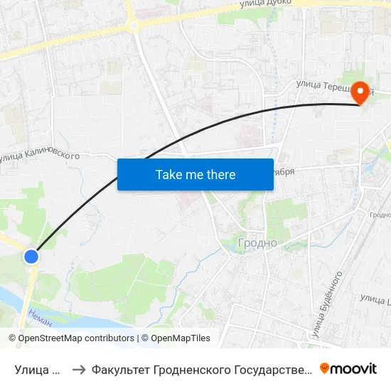 Улица Весенняя to Факультет Гродненского Государственного Аграрного Университета map