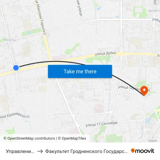 Управление Статистики to Факультет Гродненского Государственного Аграрного Университета map