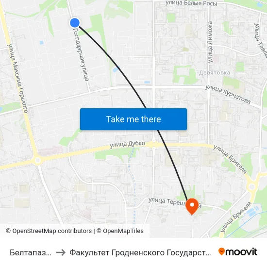 Белтапаз (Высадка) to Факультет Гродненского Государственного Аграрного Университета map