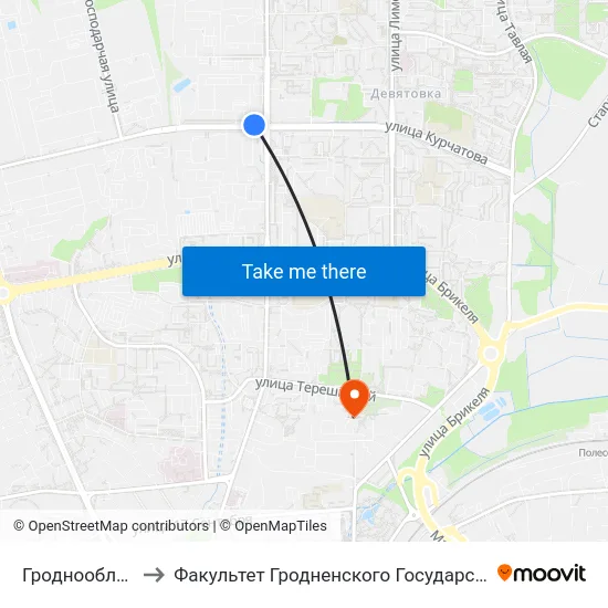 Гроднооблнефтепродукт to Факультет Гродненского Государственного Аграрного Университета map