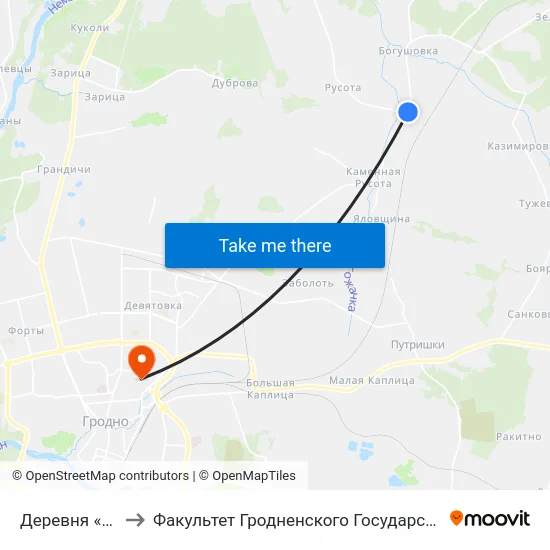 Деревня «Огородники» to Факультет Гродненского Государственного Аграрного Университета map