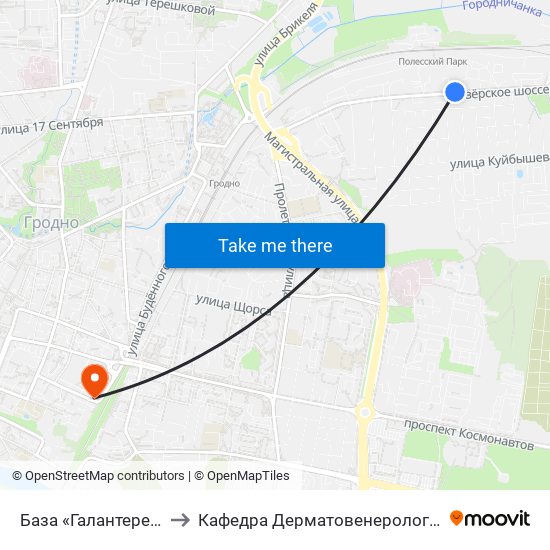 База «Галантерея» to Кафедра Дерматовенерологии map