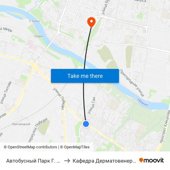 Автобусный Парк Г. Гродно to Кафедра Дерматовенерологии map