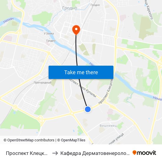 Проспект Клецкова to Кафедра Дерматовенерологии map
