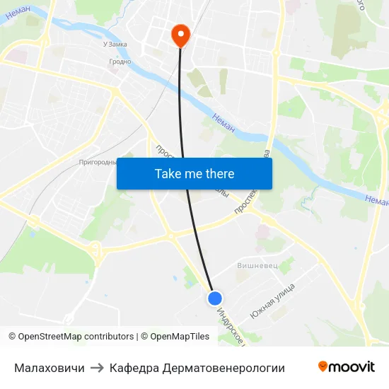 Малаховичи to Кафедра Дерматовенерологии map