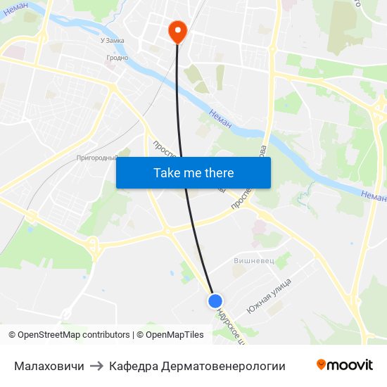 Малаховичи to Кафедра Дерматовенерологии map