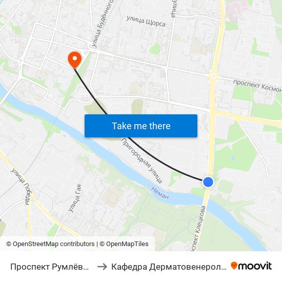 Проспект Румлёвский to Кафедра Дерматовенерологии map