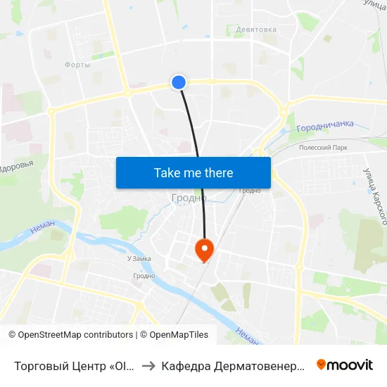 Торговый Центр «Oldcity» to Кафедра Дерматовенерологии map