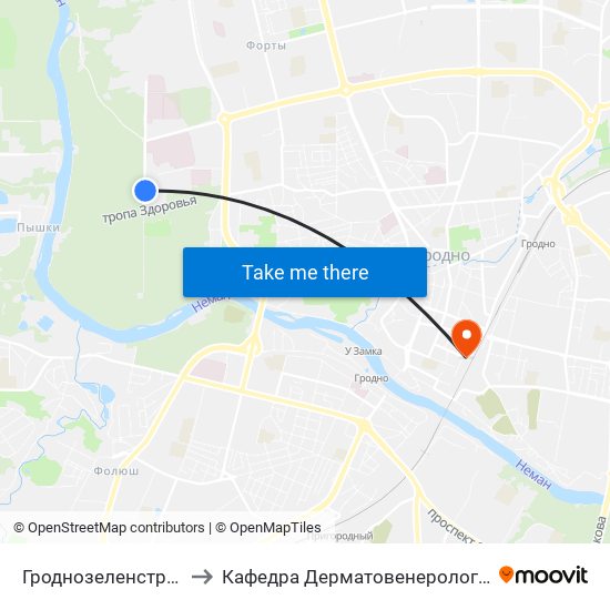 Гроднозеленстрой to Кафедра Дерматовенерологии map