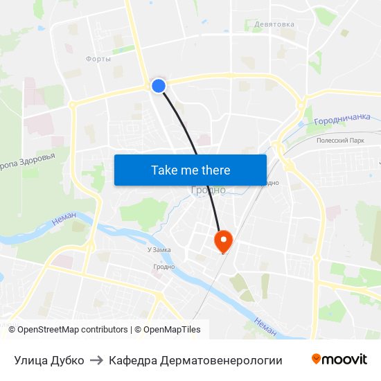 Улица Дубко to Кафедра Дерматовенерологии map